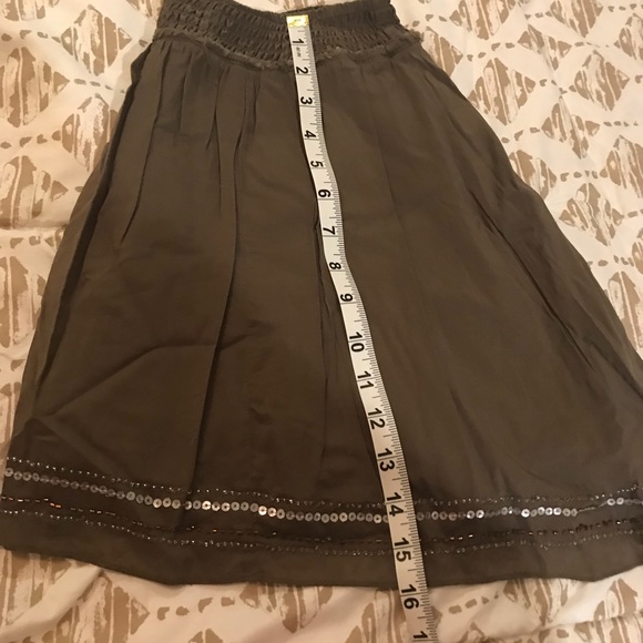 Olive Green Beaded Medium Skirt Fun & Flirty - Picture 7 of 8